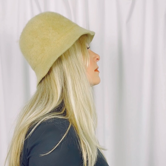 Vintage Normandy France Rabbit Fur and Wool Bucket Hat in Tan Brown - Picture 7 of 9